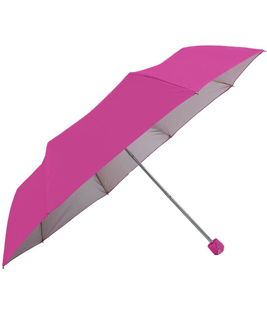     			Infispace Manual Umbrella For  Boys & Girls, UV-Rays Safe 23 Inch Large Size 3-Fold Solid Umbrella,D Pink Color Umberallas For Sun & Rain