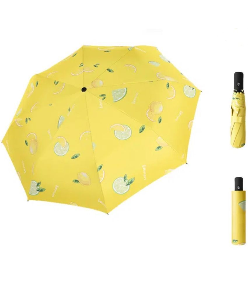     			Infispace Manual Umbrella For  Boys & Girls, UV-Rays Safe 23 Inch Large Size 3-Fold Fruit Print Umbrella,Lemon Color Umberallas For Sun & Rain