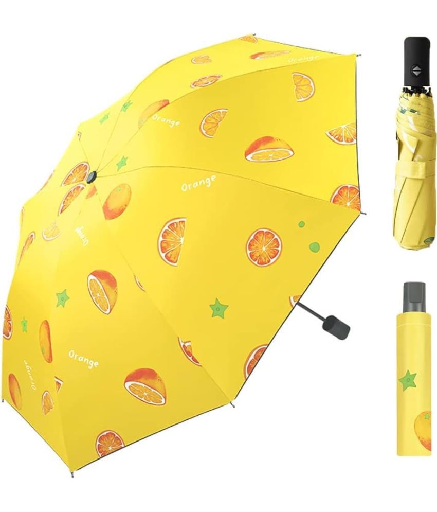     			Infispace Manual Umbrella For  Boys & Girls, UV-Rays Safe 23 Inch Large Size 3-Fold Fruit Print Umbrella,Orange Color Umberallas For Sun & Rain
