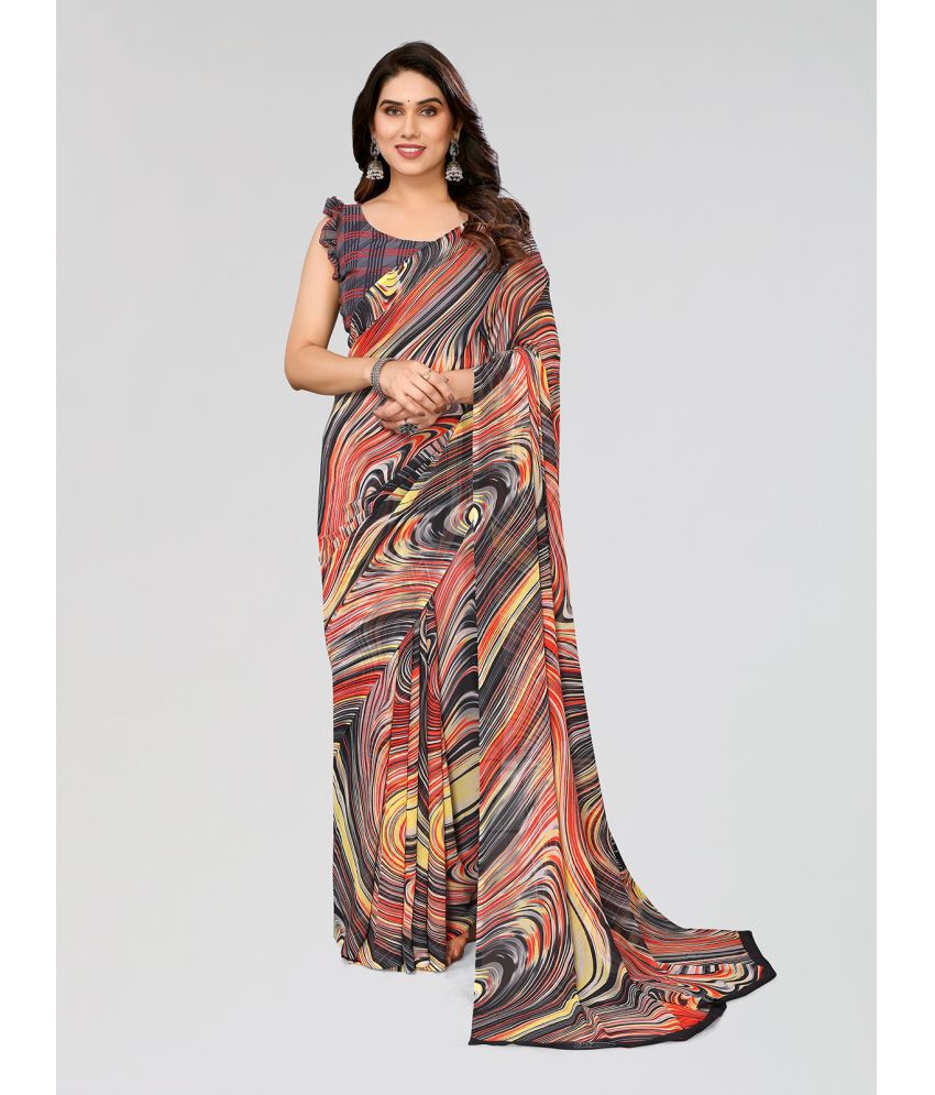     			Kashvi Sarees Georgette Printed Saree With Blouse Piece - Multicolour ( Pack of 1 )