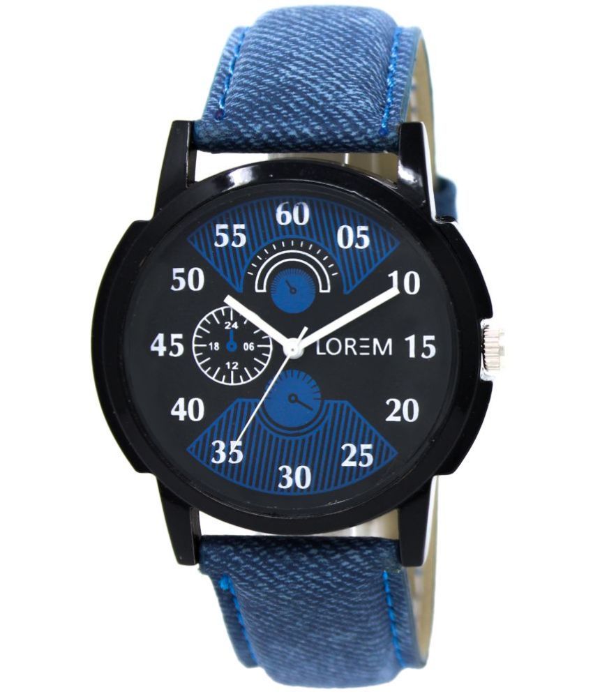     			Lorem Blue Leather Analog Men's Watch