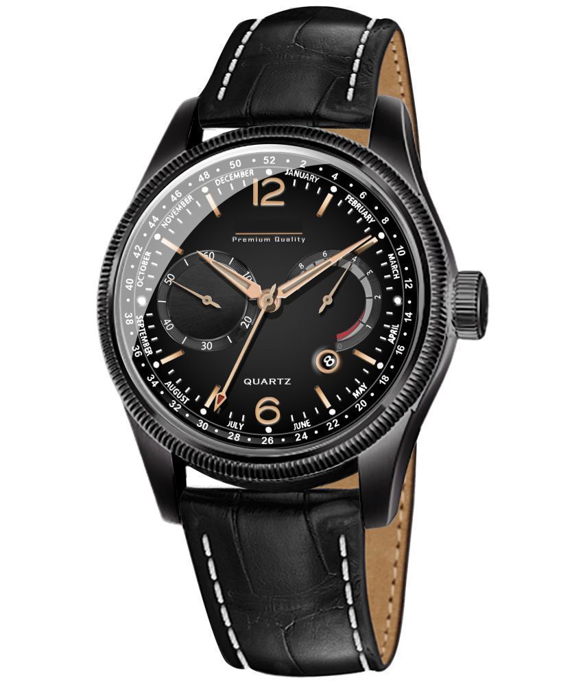     			Newman Black Leather Analog Men's Watch