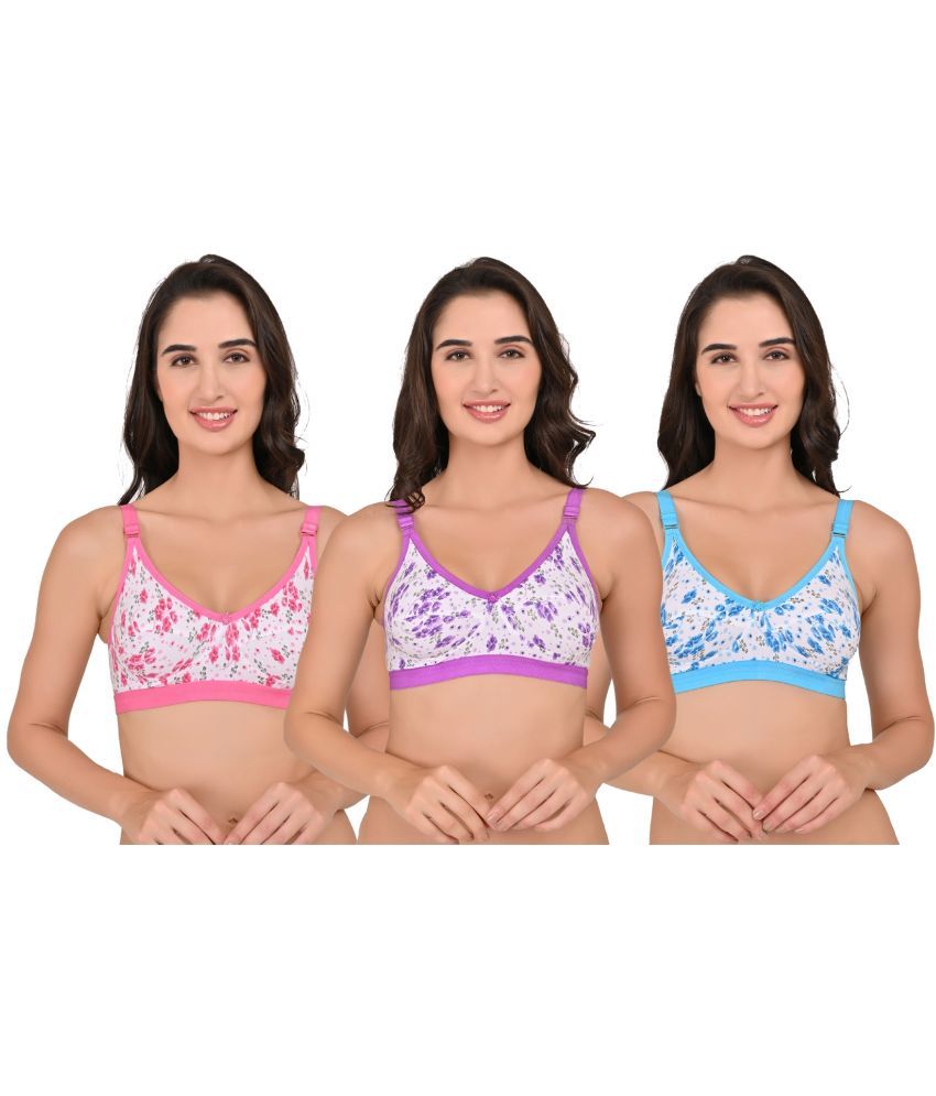     			Piylu Pack of 3 Cotton Blend Women's T-Shirt Bra ( Multicolor )