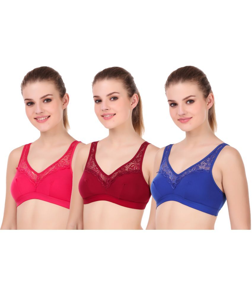     			Piylu Pack of 3 Cotton Blend Women's T-Shirt Bra ( Multicolor )