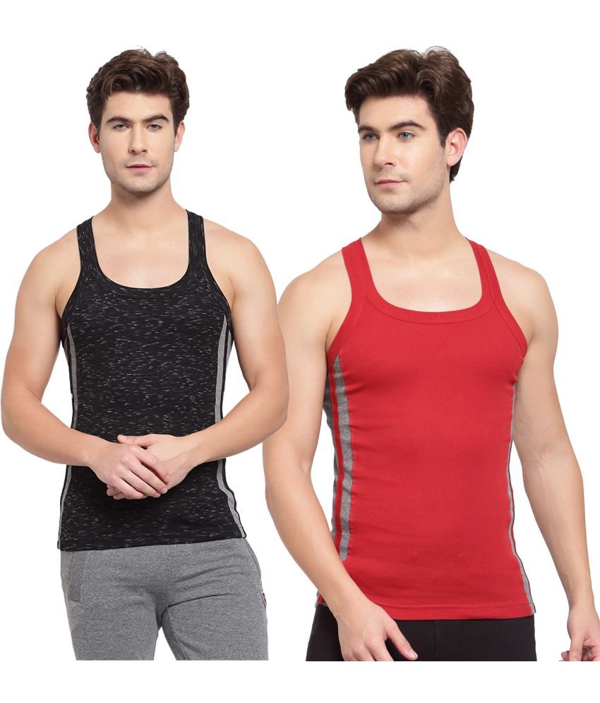     			SPORTO Multicolor Cotton Men's Vest ( Pack of 2 )