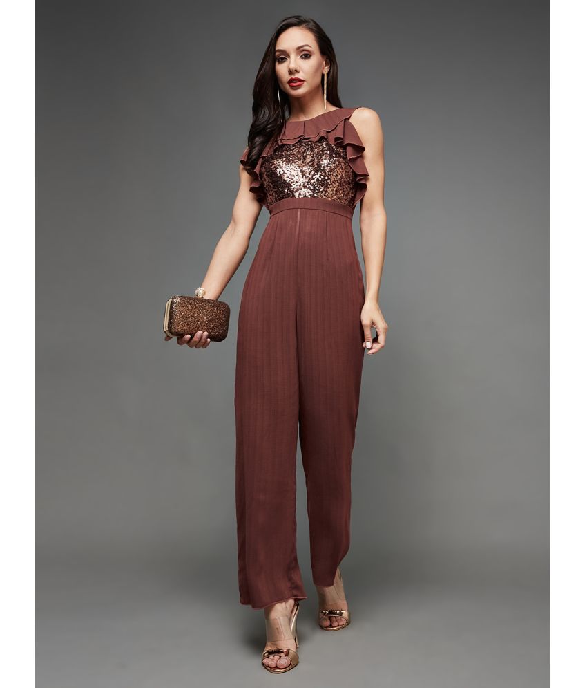     			Miss Chase Burgundy Crepe Regular Fit Women's Jumpsuit ( Pack of 1 )