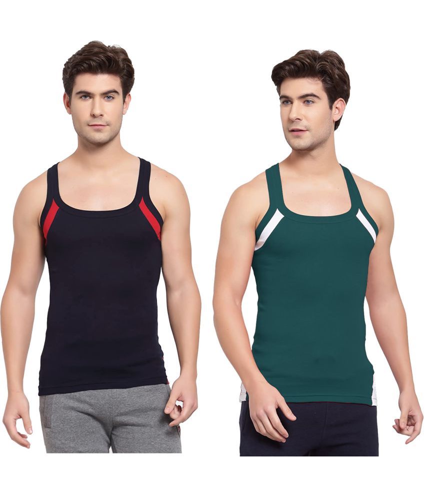     			SPORTO Multicolor Cotton Men's Vest ( Pack of 2 )