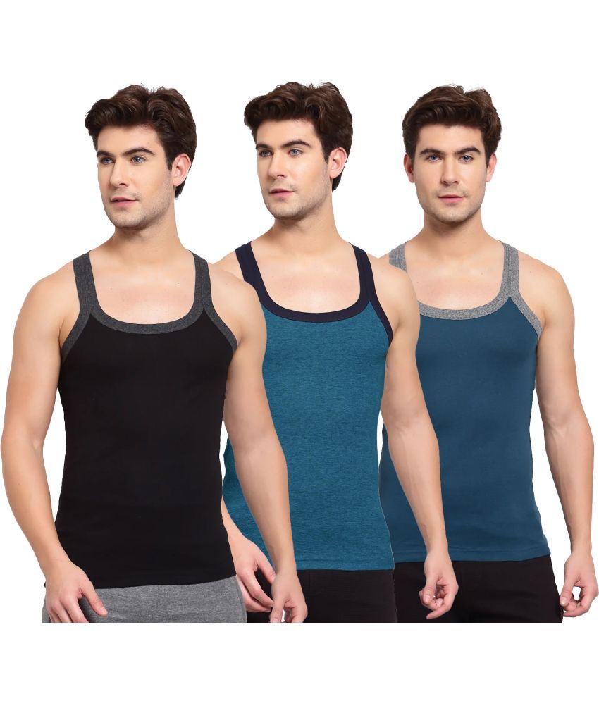     			SPORTO Multicolor Cotton Men's Vest ( Pack of 3 )