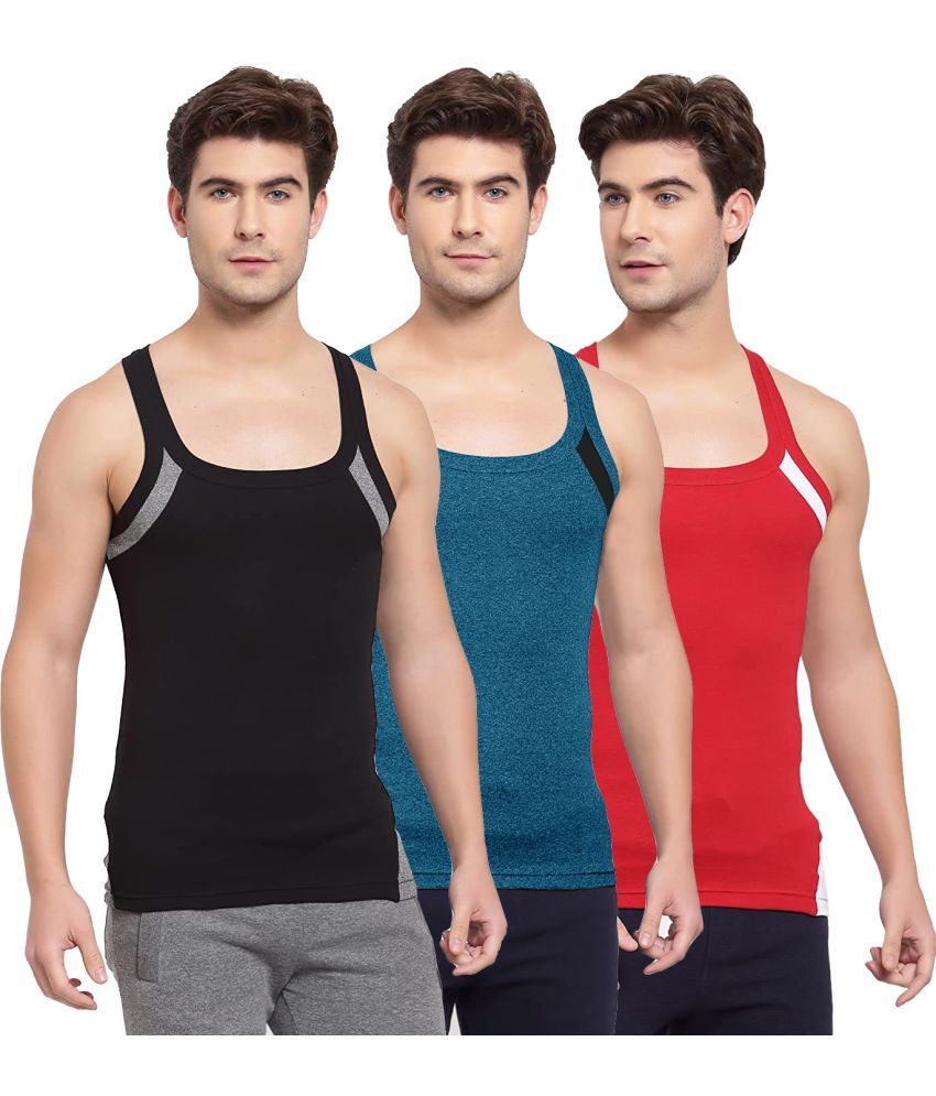     			SPORTO Multicolor Cotton Men's Vest ( Pack of 3 )