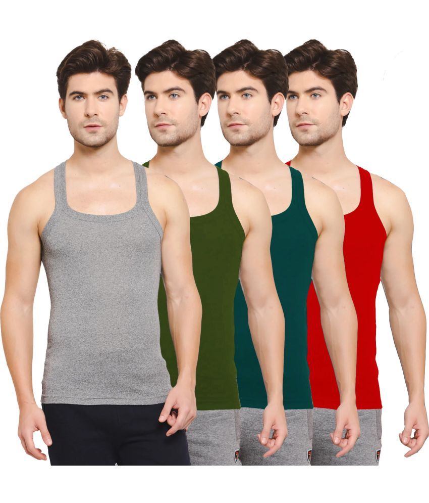     			SPORTO Multicolor Cotton Men's Vest ( Pack of 4 )