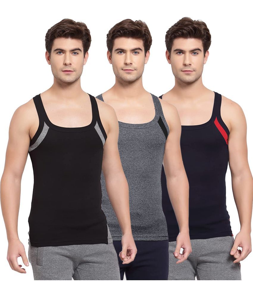     			SPORTO Multicolor Cotton Men's Vest ( Pack of 3 )