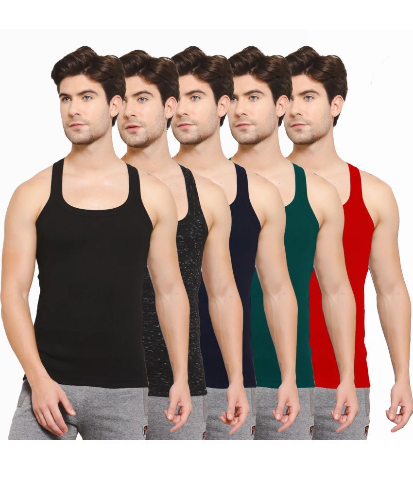     			SPORTO Multicolor Cotton Men's Vest ( Pack of 5 )