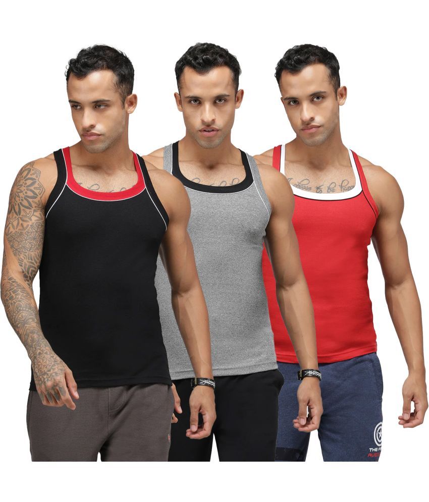     			SPORTO Multicolor Cotton Men's Vest ( Pack of 3 )