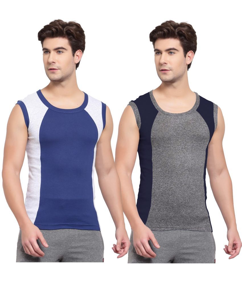     			SPORTO Multicolor Cotton Men's Vest ( Pack of 2 )