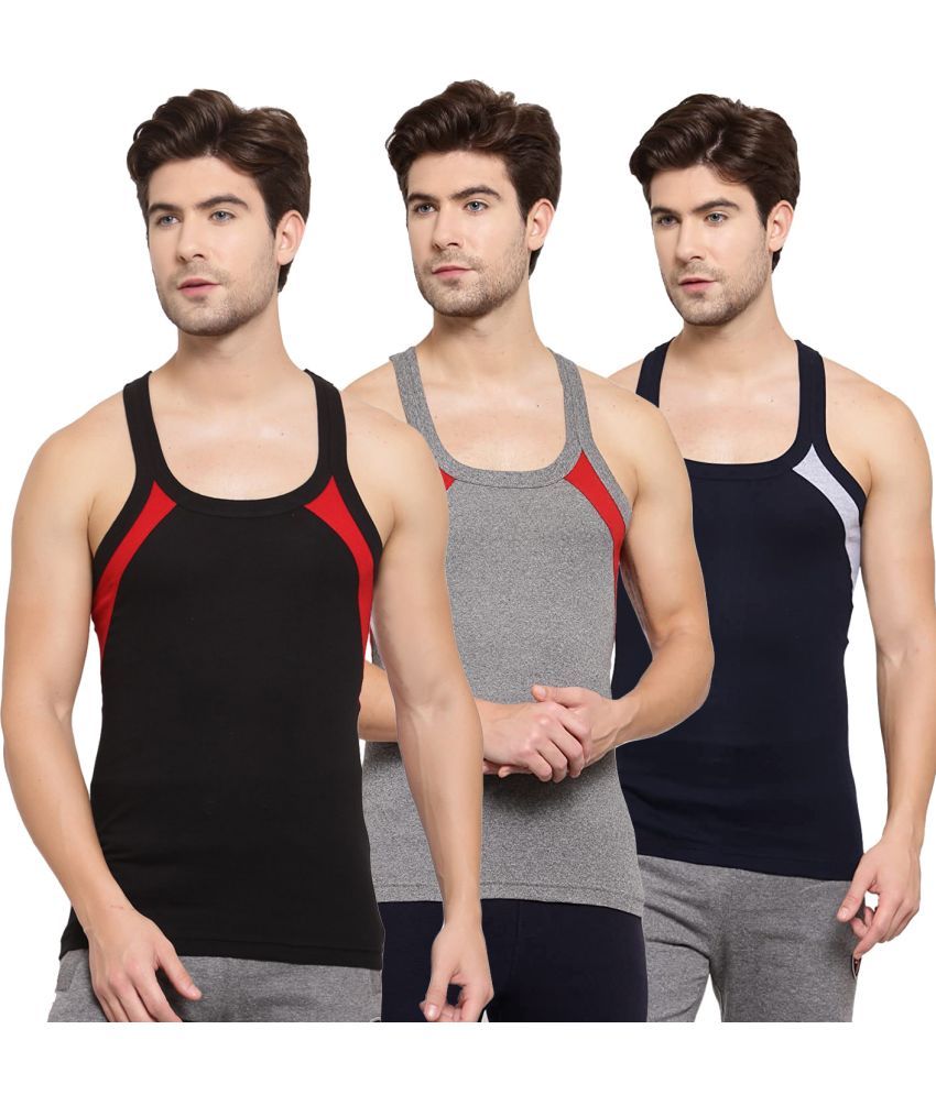     			SPORTO Multicolor Cotton Men's Vest ( Pack of 3 )