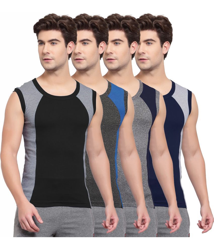     			SPORTO Multicolor Cotton Men's Vest ( Pack of 4 )