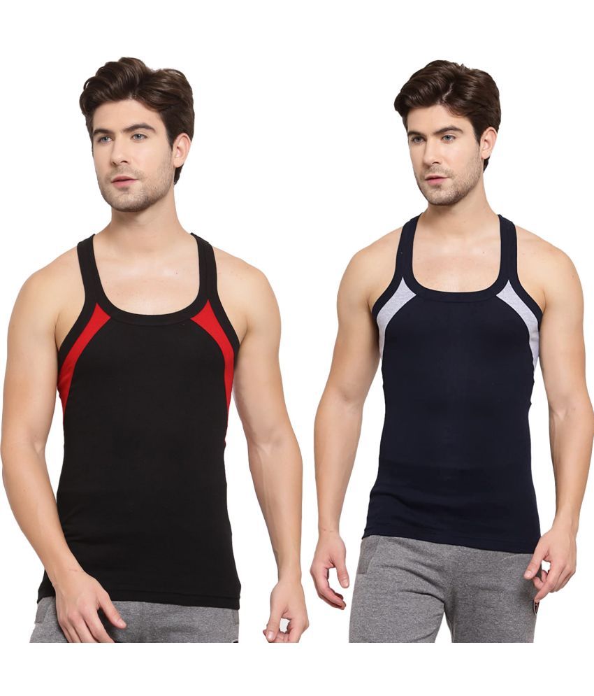     			SPORTO Multicolor Cotton Men's Vest ( Pack of 2 )