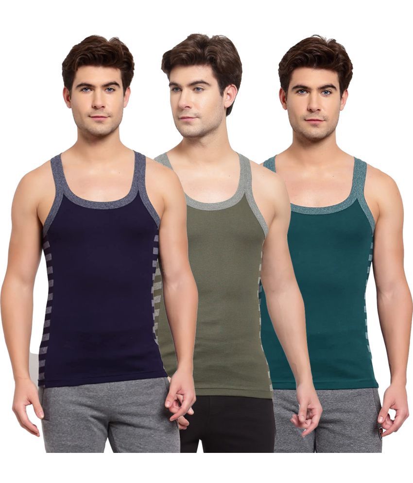     			SPORTO Multicolor Cotton Men's Vest ( Pack of 3 )