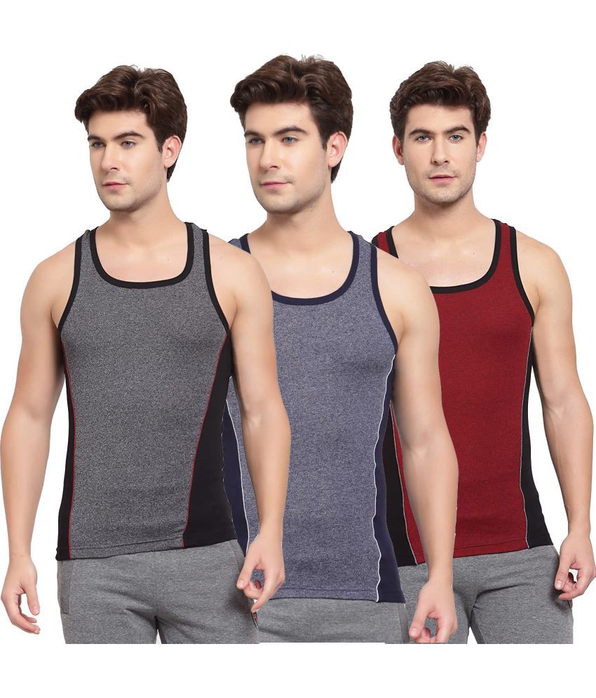     			SPORTO Multicolor Cotton Men's Vest ( Pack of 3 )