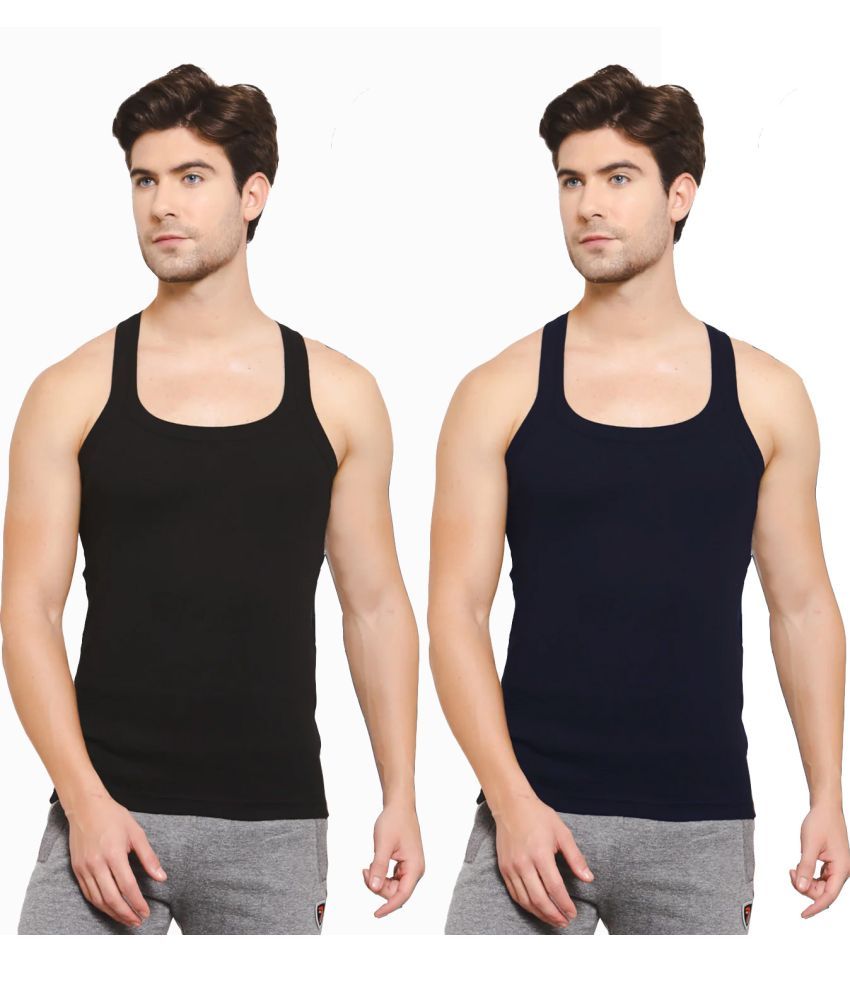     			SPORTO Multicolor Cotton Men's Vest ( Pack of 2 )