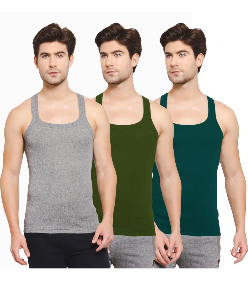     			SPORTO Multicolor Cotton Men's Vest ( Pack of 3 )