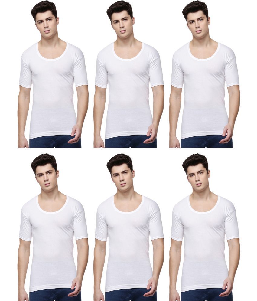     			SPORTO White Cotton Men's Vest ( Pack of 6 )