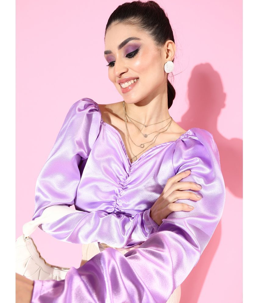     			Athena Purple Satin Women's Regular Top ( Pack of 1 )
