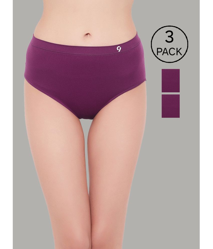     			C9 Airwear Pack of 3 Nylon Solid Women's Bikini ( Purple )