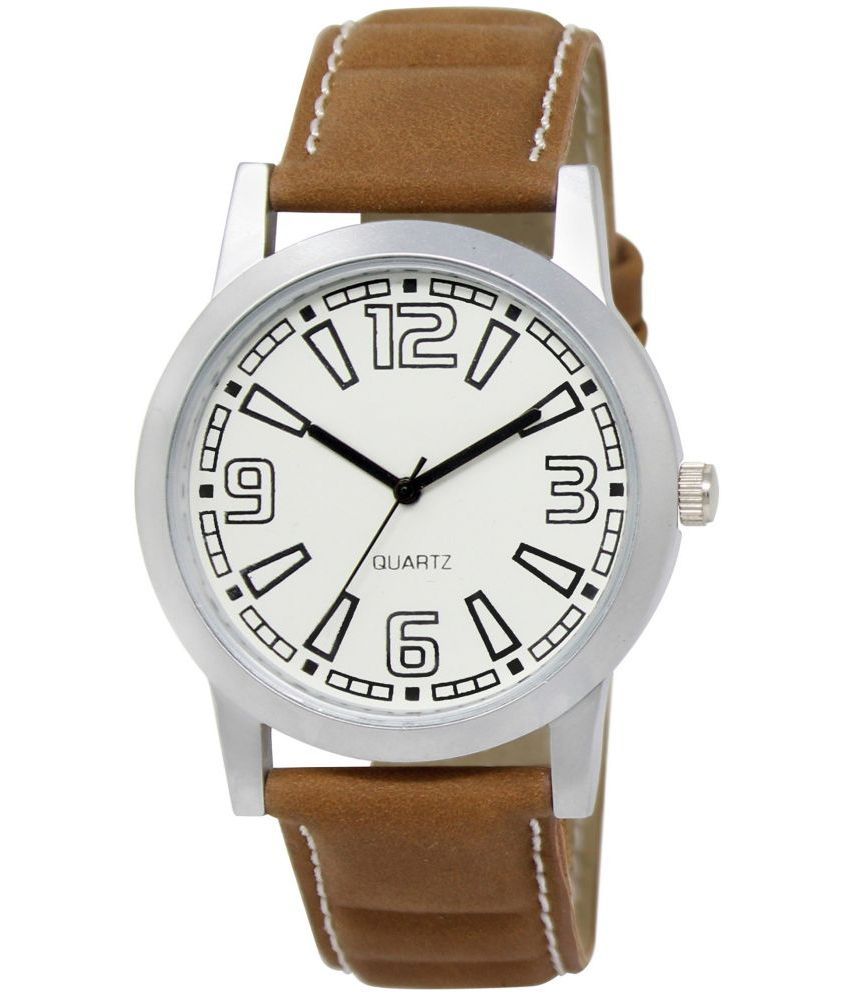     			Lorem Brown Leather Analog Men's Watch