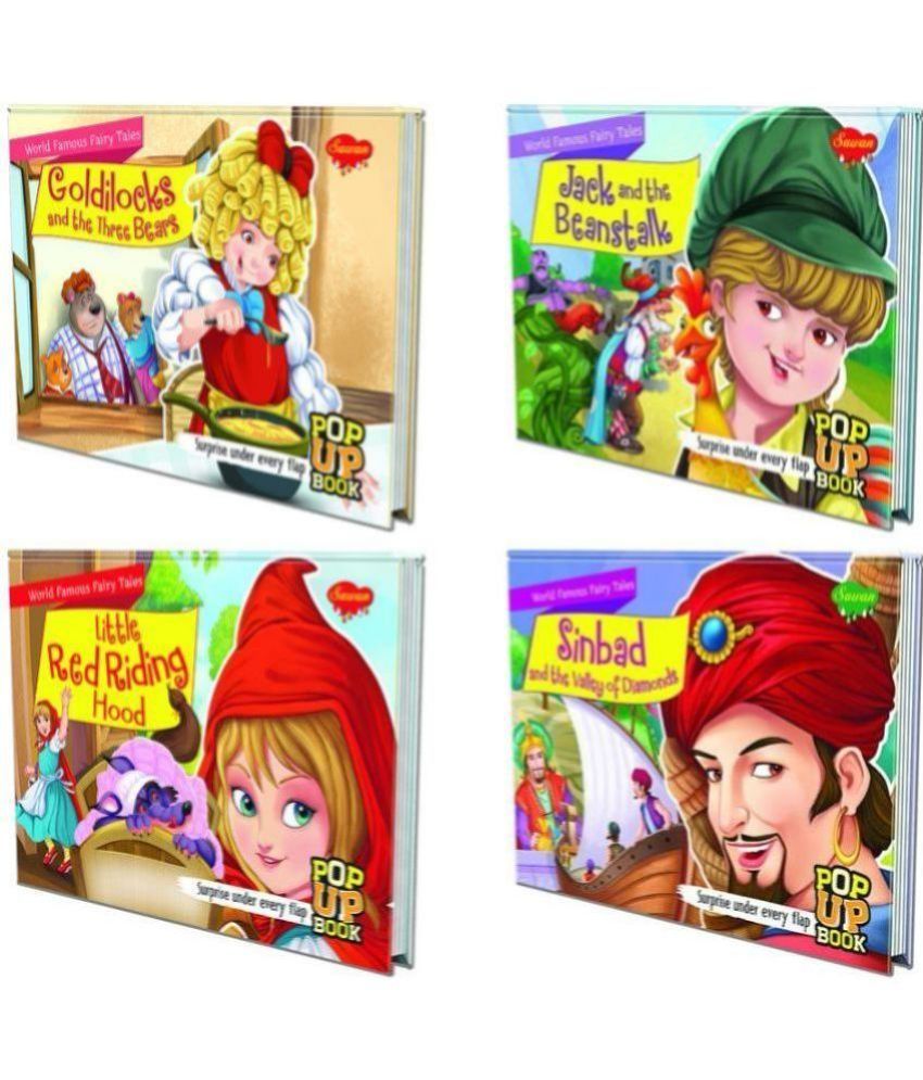     			"Set of 4 POP UP books World Famous Fairy Tales | Goldilocks & the Three Bears , Jack and the Beanstalk ,Little Red Riding Hood   and Sinbad & the Valley of Diamonds| Tales of Bears, Beans, Hoods, and Diamonds"