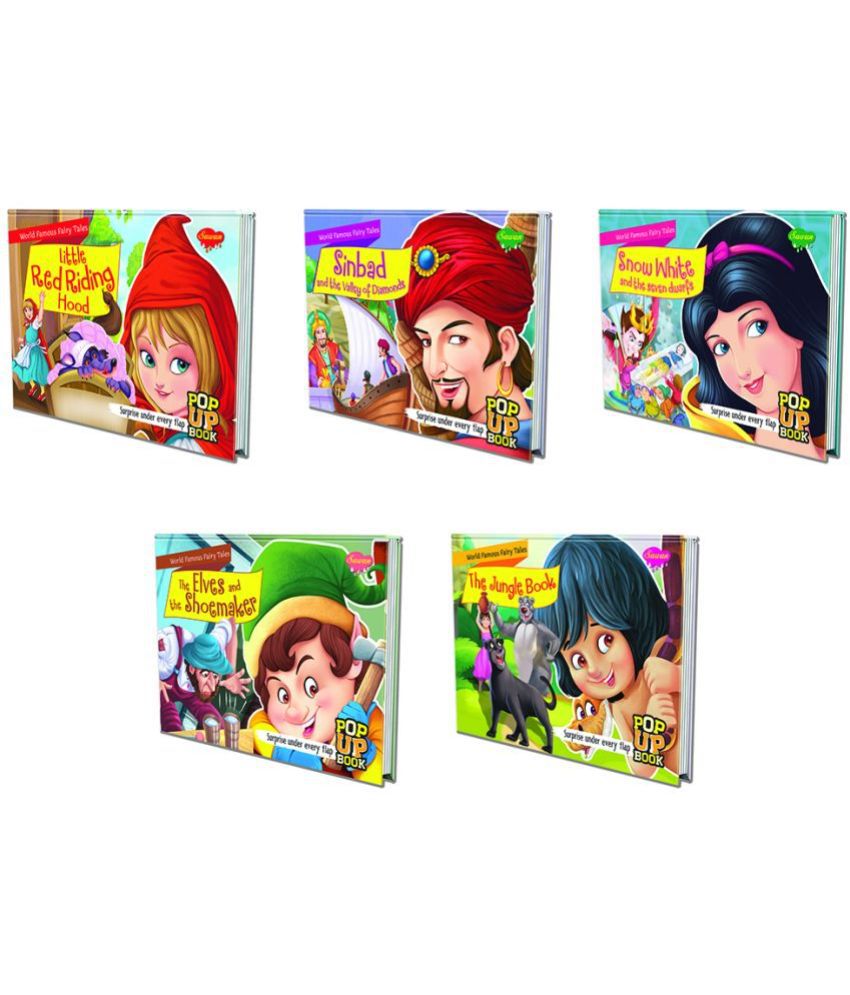     			Set of 5 POP UP books World Famous Fairy Tales | Little Red Riding Hood , Sinbad & the Valley of Diamonds, Snow White & the Seven Dwarfs, The Elves & the Shoemaker and The Jungle Book| Tales of Enchantment from Little Red Riding Hood to The Jungle Book