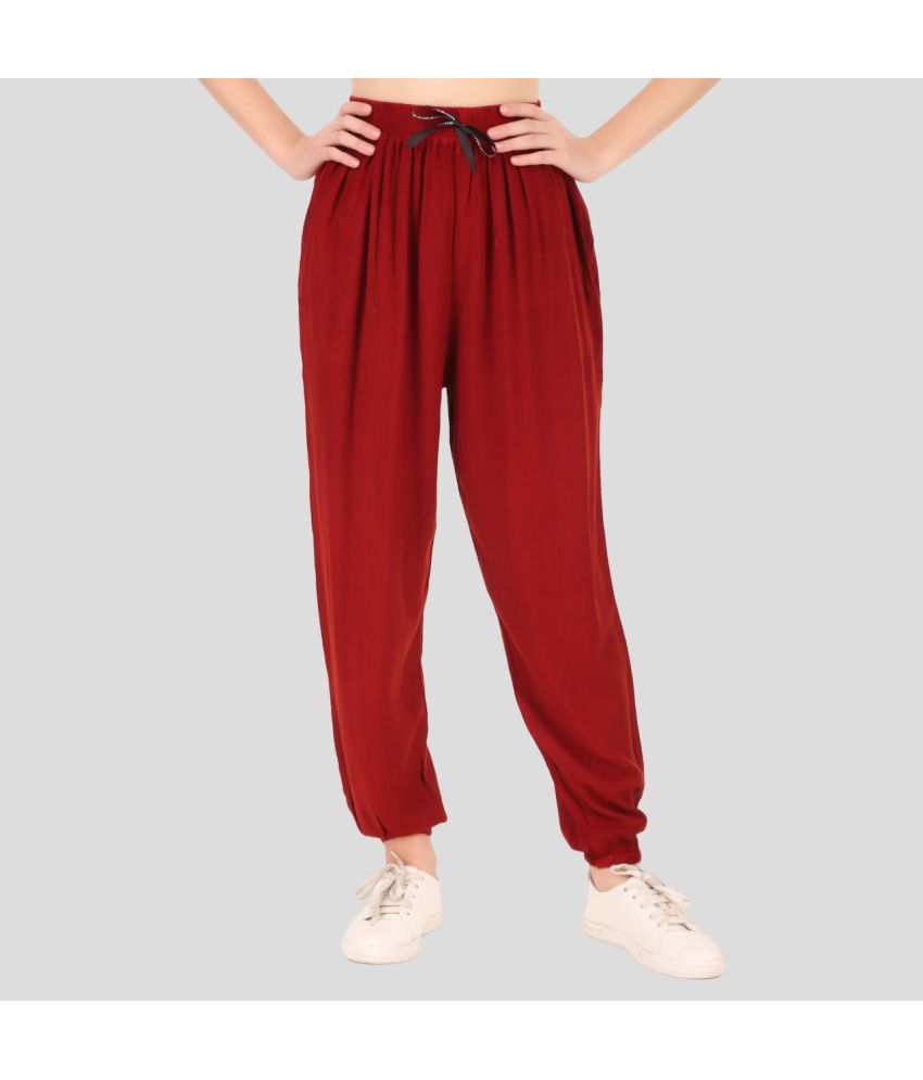     			AKTIF Maroon Rayon Loose Women's Joggers ( Pack of 1 )