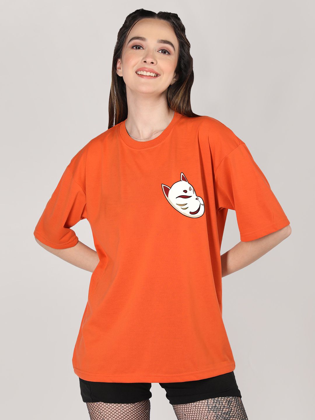     			Chkokko Orange Cotton Loose Fit Women's T-Shirt ( Pack of 1 )