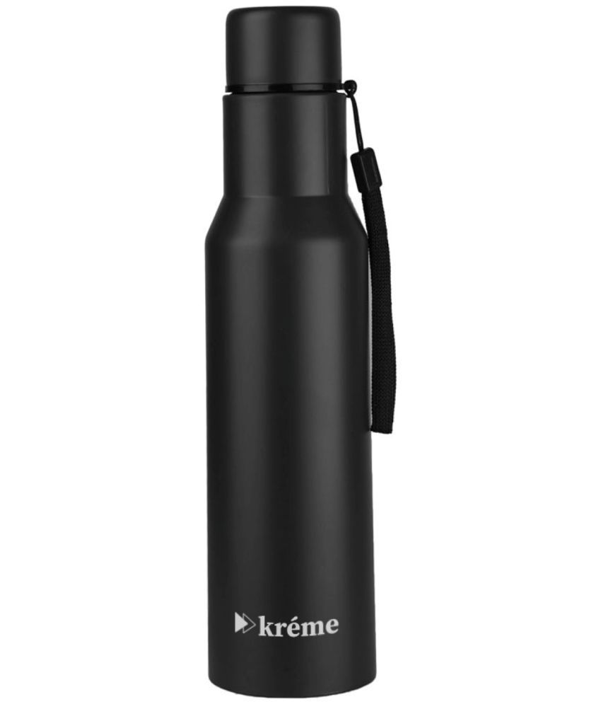     			KREME Kreme 750 ml Bottle (Black, Steel) Black Steel Fridge Water Bottle 750 mL ( Set of 1 )