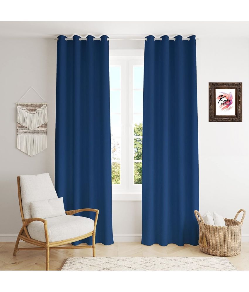     			Kraftiq Homes Solid Blackout Eyelet Curtain 5 ft ( Pack of 2 ) - Blue