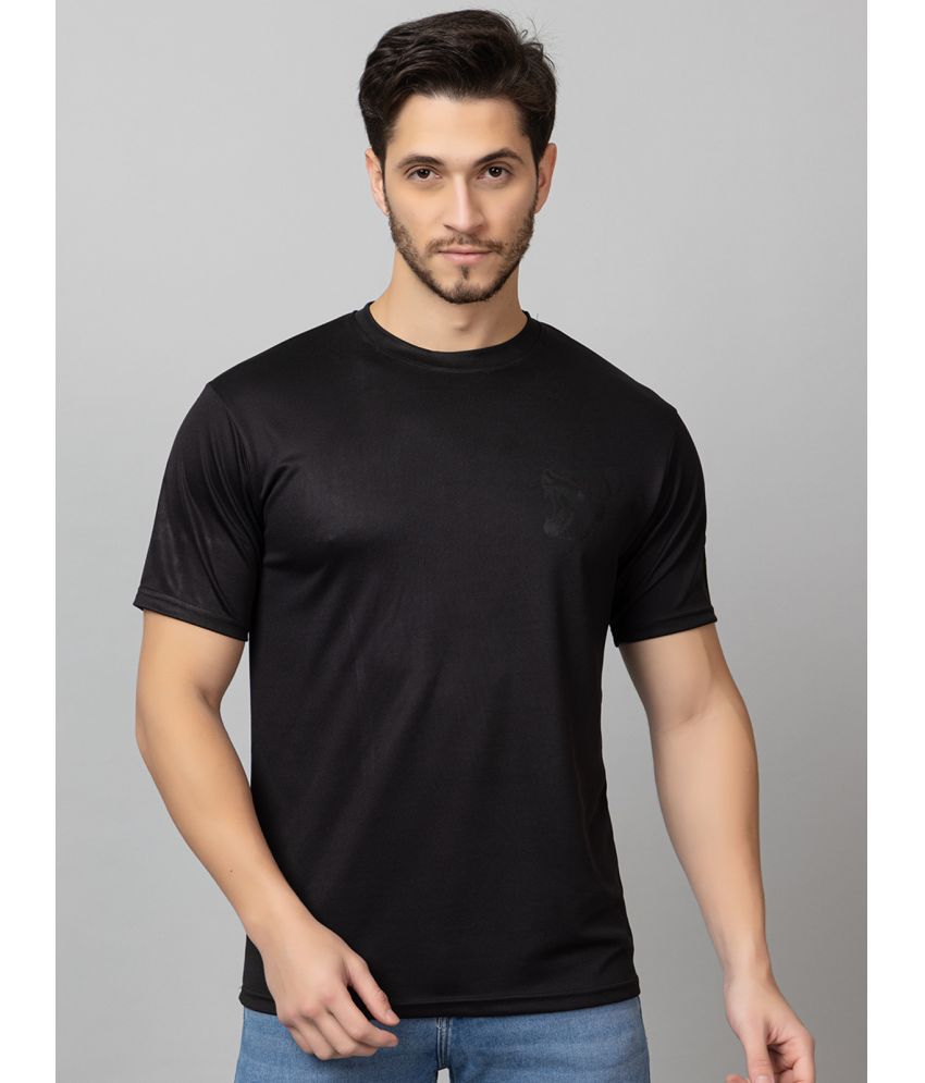     			Looks United Polyester Regular Fit Printed Half Sleeves Men's T-Shirt - Black ( Pack of 1 )