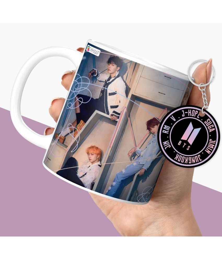     			NH10 DESIGNS BTS Logo Signature White Ceramic Coffee Mug ( Pack of 2 )