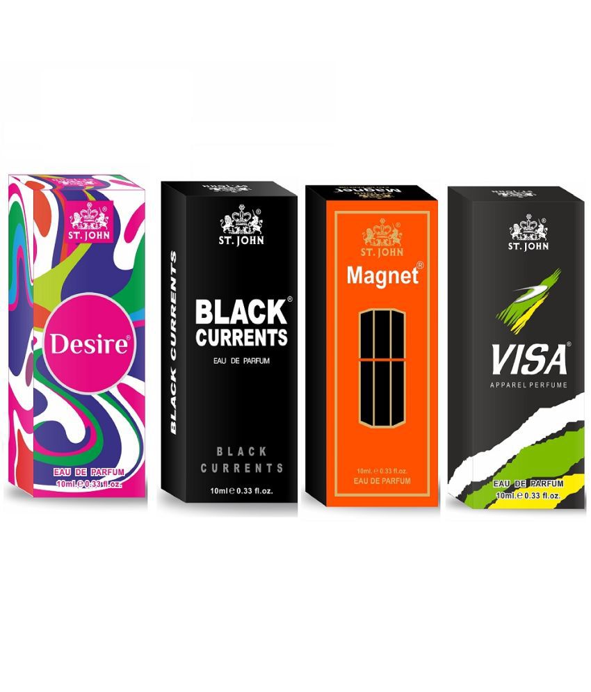     			St. John Black Curret,Magnet,Desire & Visa Pocket Perfume for Men 10 ml ( Pack of 4 )