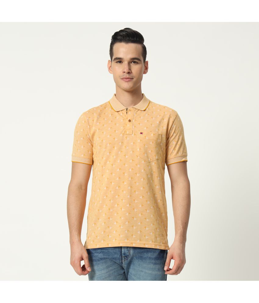     			TAB91 Cotton Blend Regular Fit Printed Half Sleeves Men's Polo T Shirt - Yellow ( Pack of 1 )