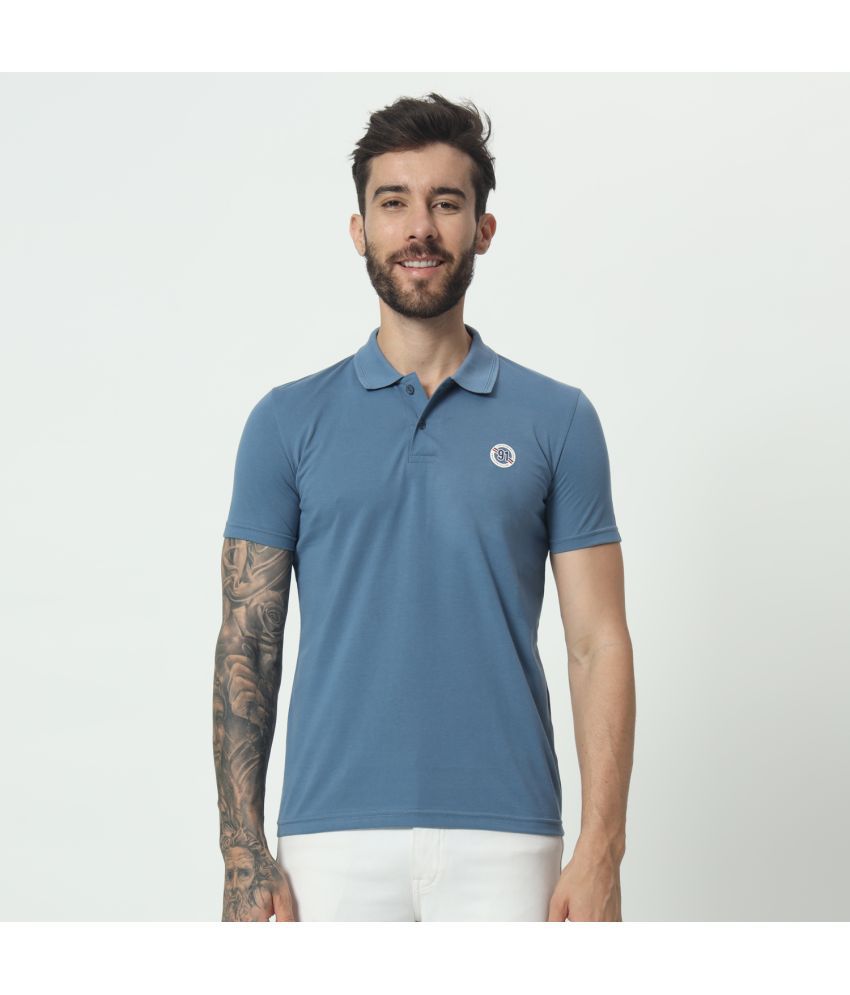     			TAB91 Cotton Blend Regular Fit Solid Half Sleeves Men's Polo T Shirt - Blue ( Pack of 1 )