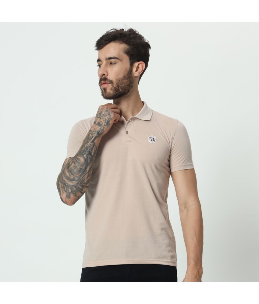    			TAB91 Cotton Blend Regular Fit Solid Half Sleeves Men's Polo T Shirt - Beige ( Pack of 1 )