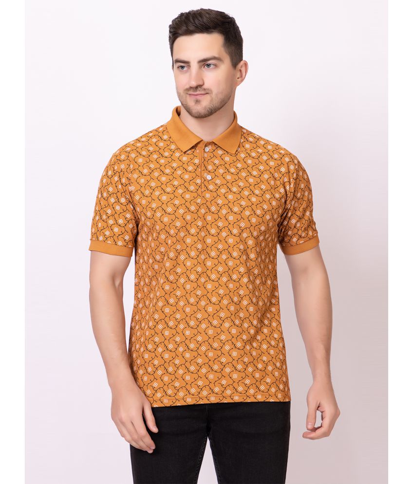     			TRULY FAST Cotton Blend Regular Fit Printed Half Sleeves Men's Polo T Shirt - Orange ( Pack of 1 )