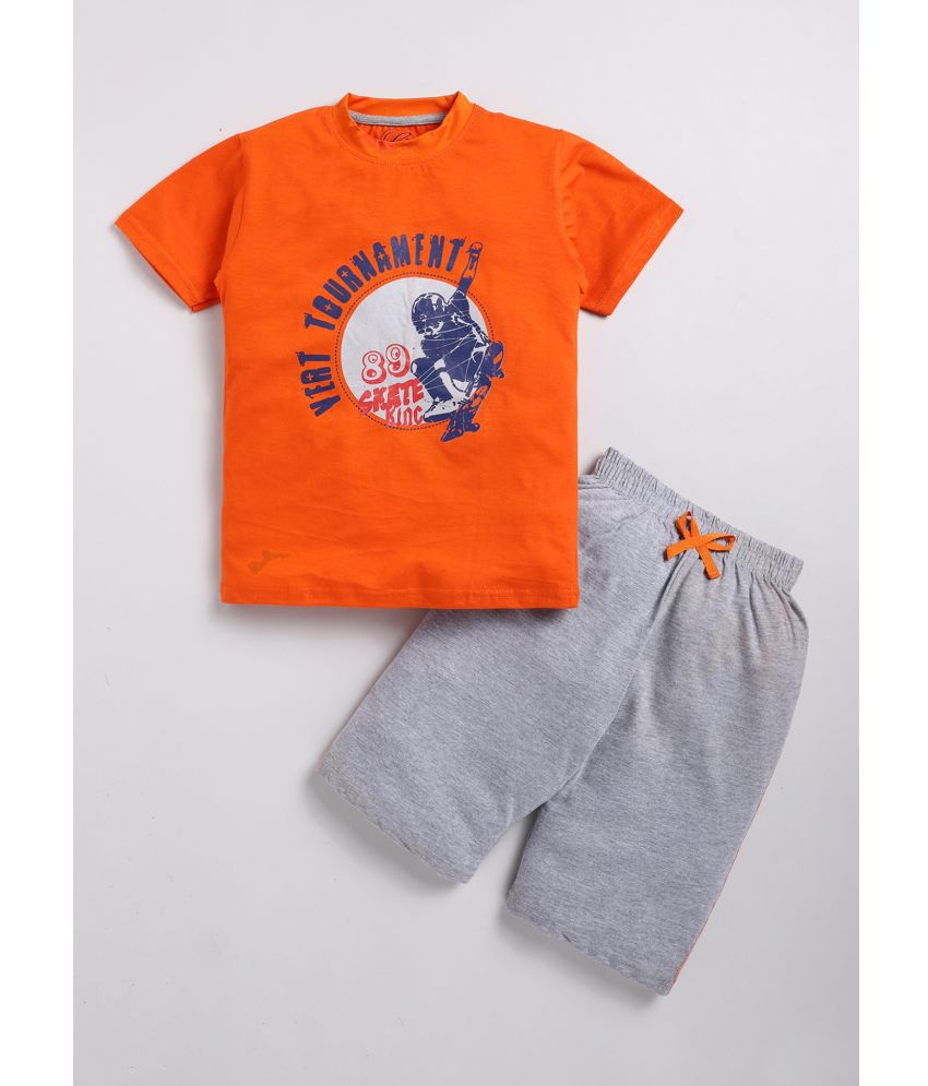     			Zeal G Orange Cotton Blend Boys T-Shirt & Shorts ( Pack of 1 )
