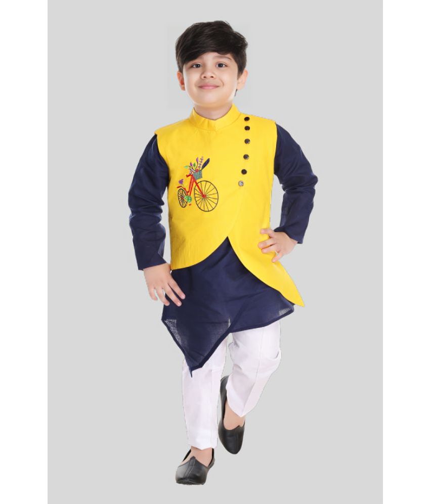     			s muktar garments Yellow Cotton Blend Boys Kurta Sets ( Pack of 1 )
