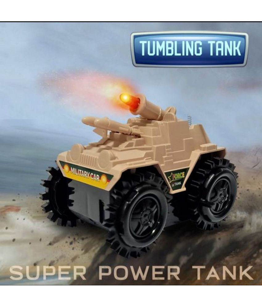     			2539 YY-YESKART BEIGE Tumbling Tank Military Tank Toy with Sound and Flash Light Pack of 1 (Multicolor)