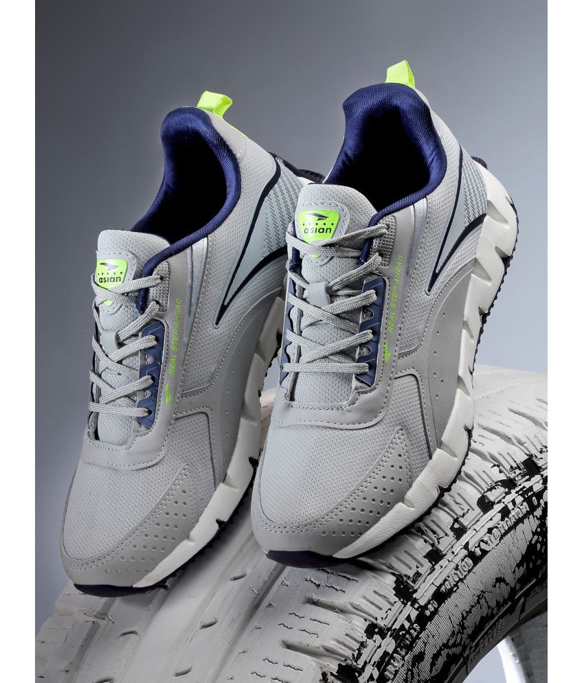     			ASIAN ZIGZAG-02 Light Grey Men's Sports Running Shoes
