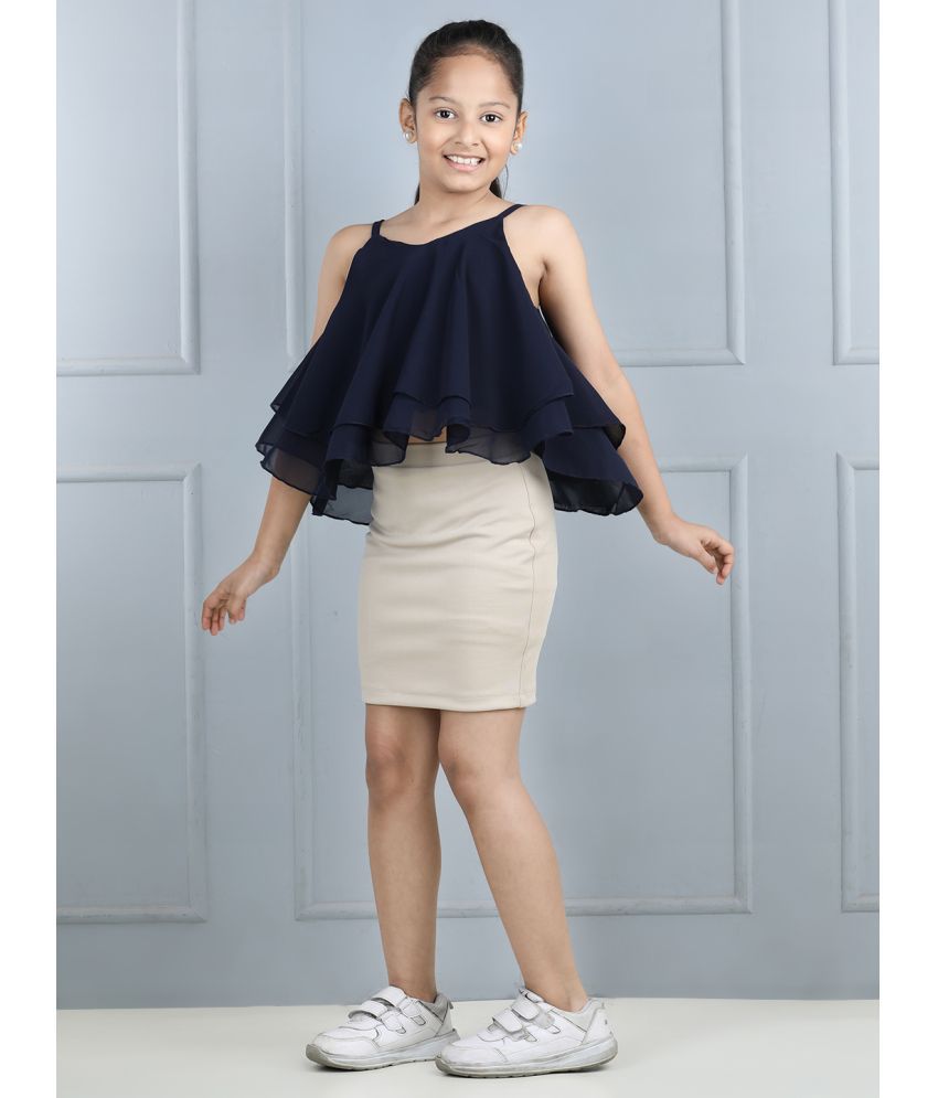     			Aww Hunnie - Blue Georgette Girls A-Line Skirt ( Pack of 1 )