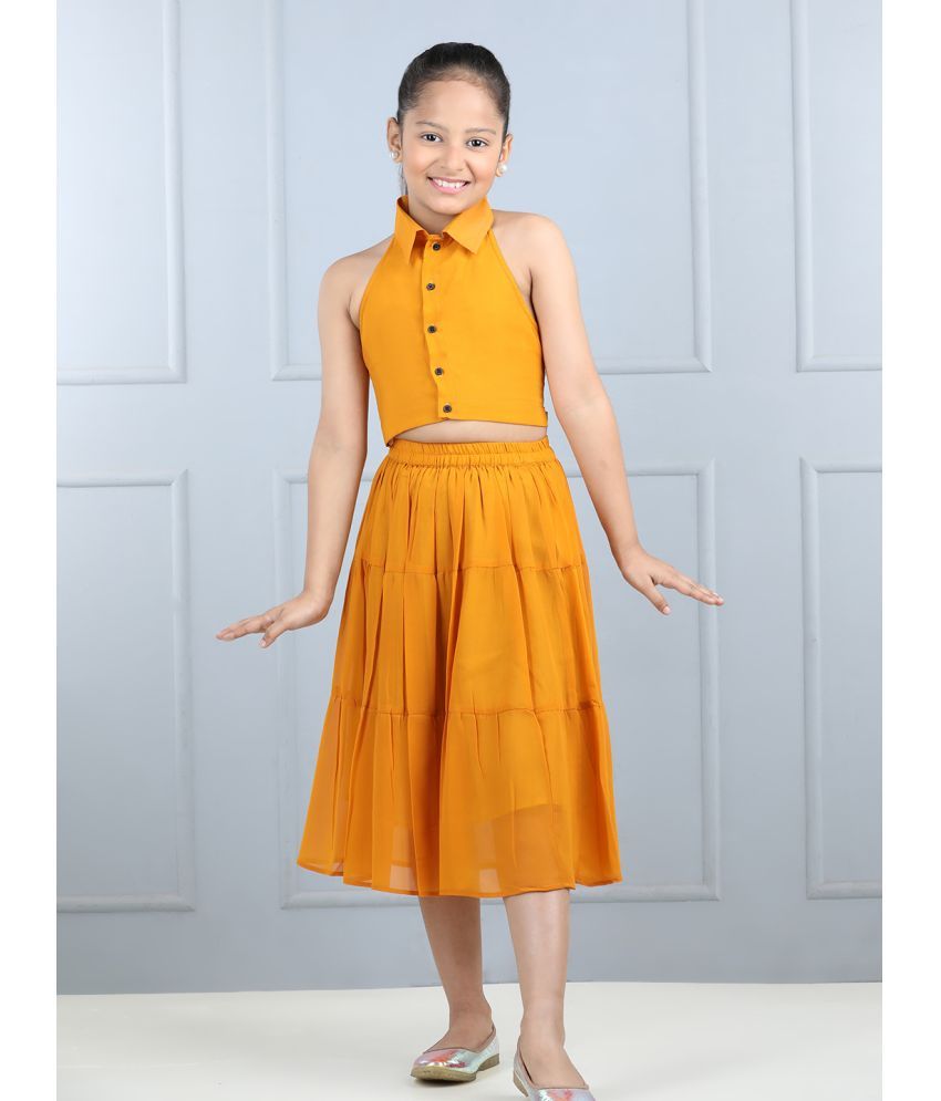     			Aww Hunnie Pack of 1 Girls Georgette A-Line Skirt ( Mustard )