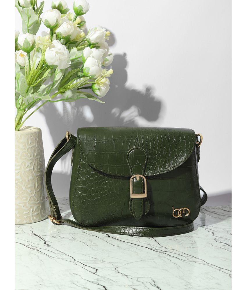     			Bagsy Malone Olive PU Sling Bag