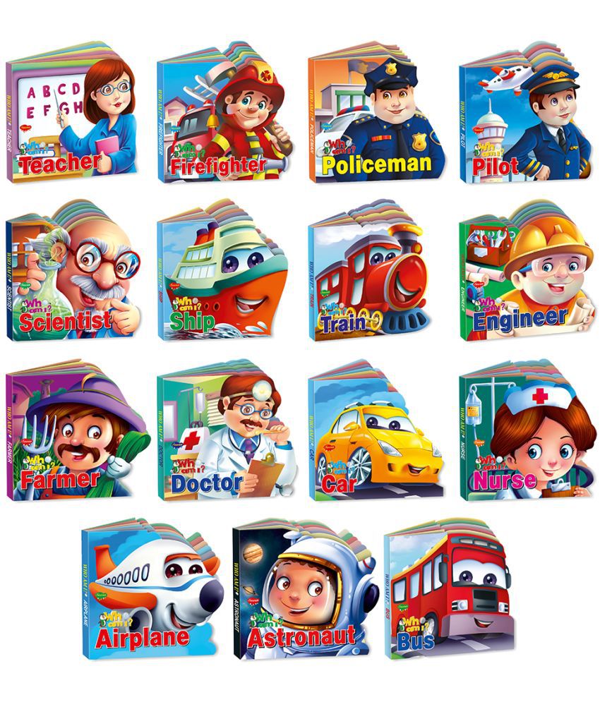     			Complete learing professional and Transport kit of Sawan cut out die cut shape book | Gift pack of 15 who am I board books